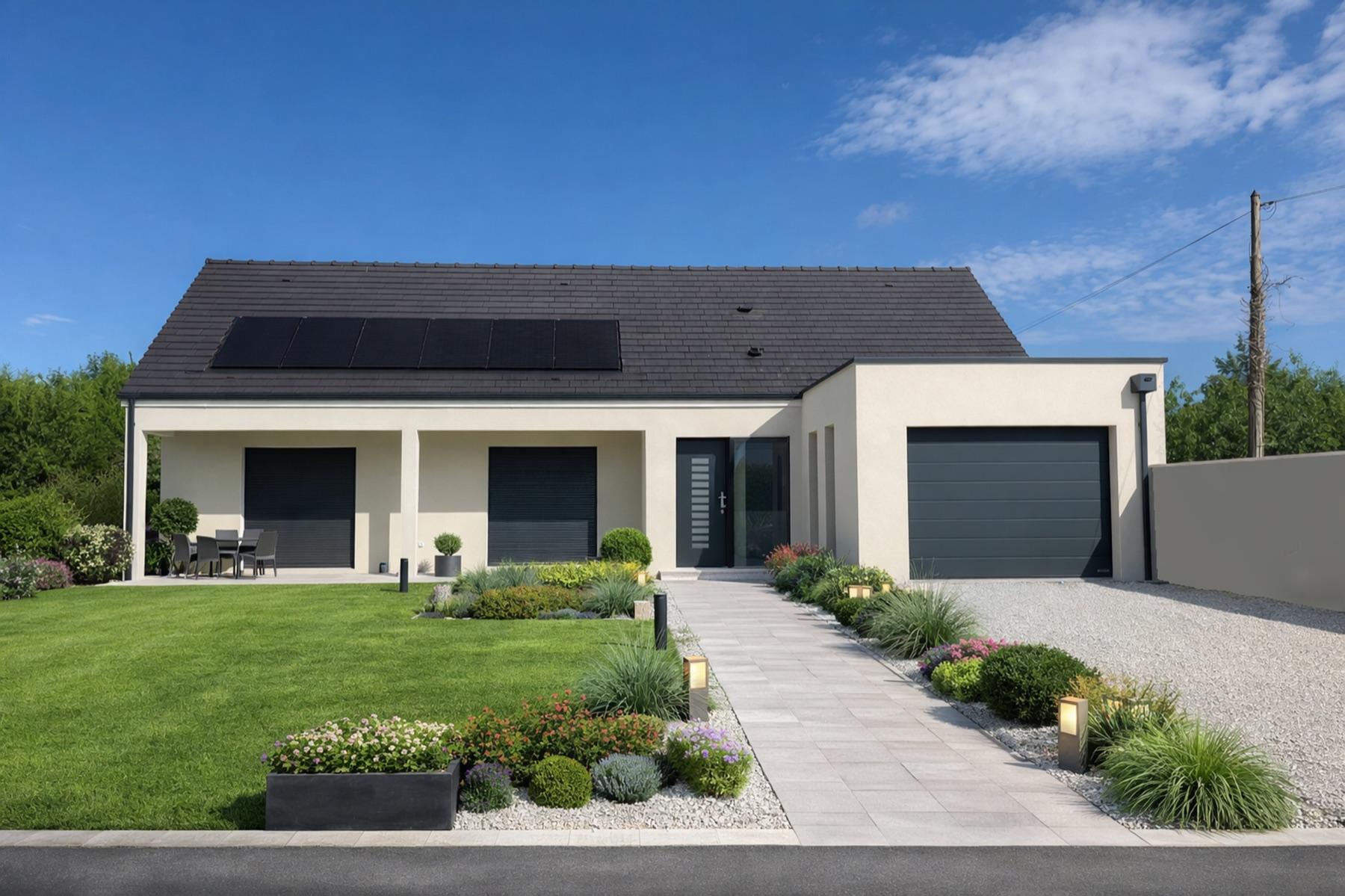 Villa contemporaine à toit plat et grandes ouvertures
